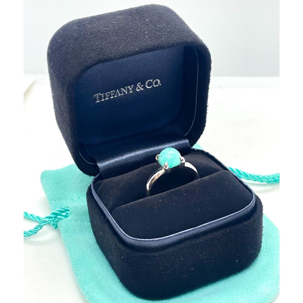Tiffany & Co. Paloma Picasso 7mm Amazonite Sugar Stacks Ring - Size 6.75 - Picture 6 of 16